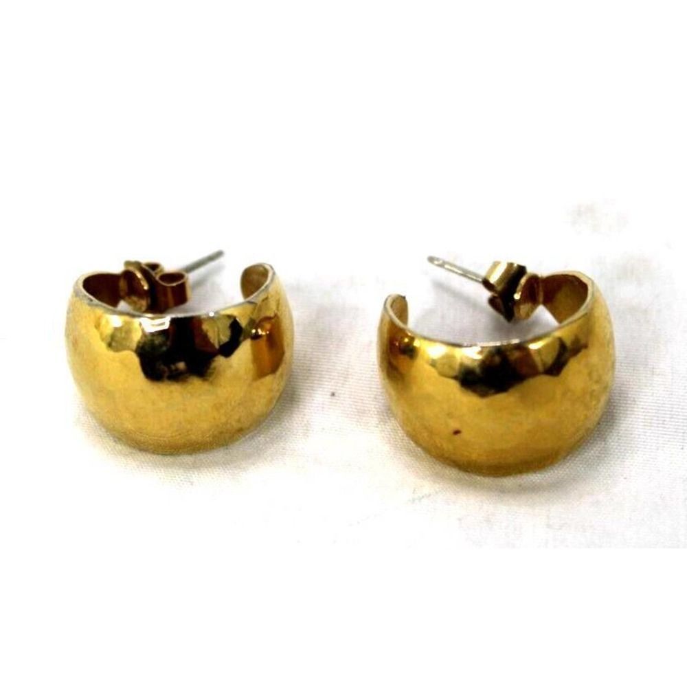 Vintage Contemporary Gold Tone Crescent Pierced Earrings Costume Jewelry